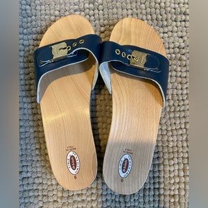Dr.Scholls Original Wooden Sandals Navy Size 9